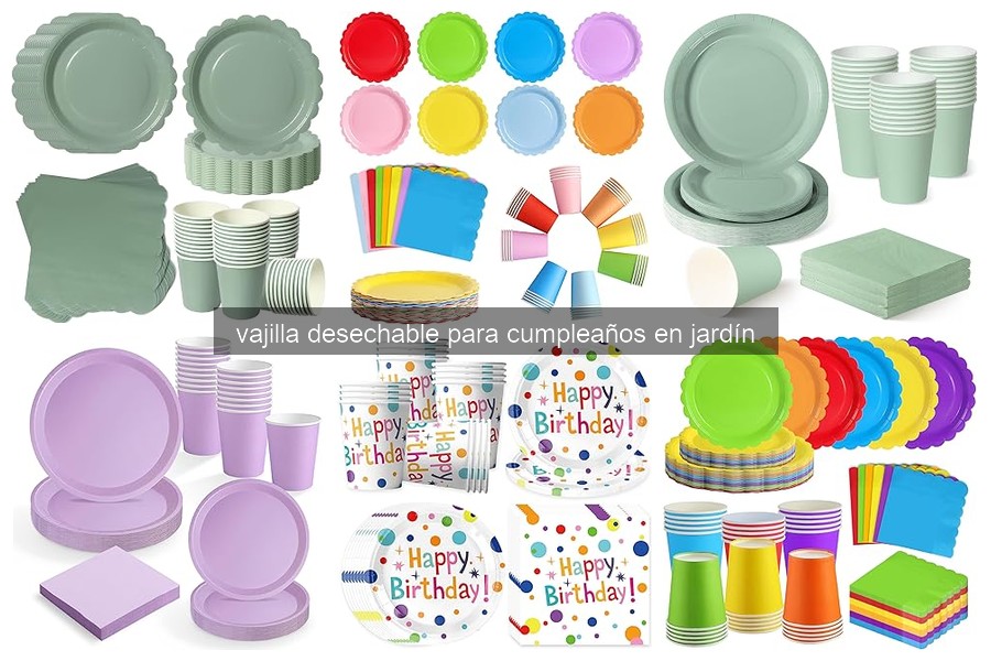 Tipos de vajilla desechable para cumpleaños en jardín